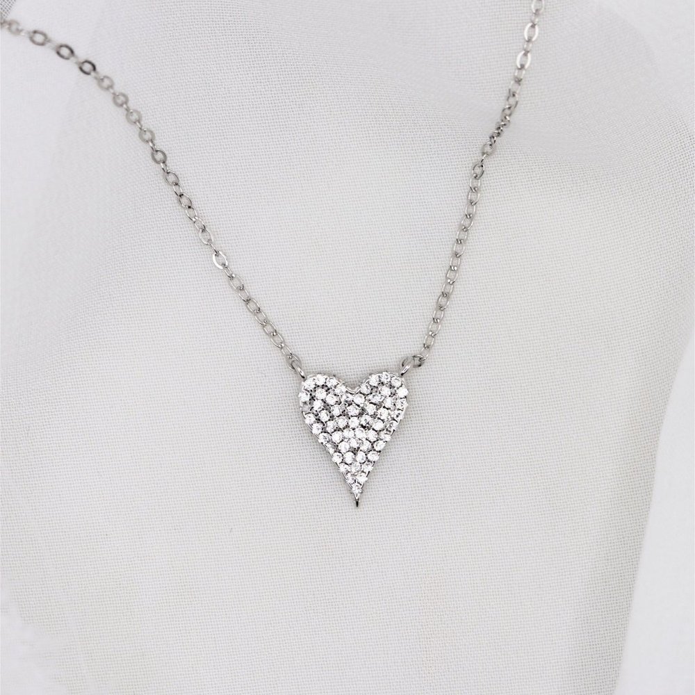 Pave Diamond Heart, Small Pave Heart Pendant
